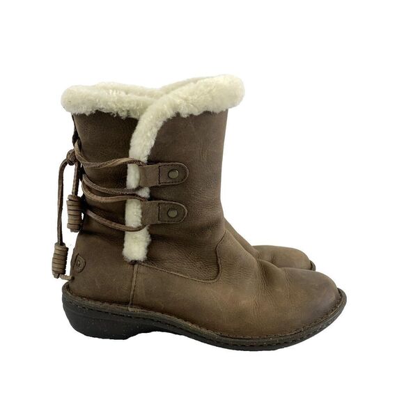 UGG Akadia Boot Brown Leather Sheepskin Shearling Lined Pull On 1007760 Womens 7 - Picture 1 of 14